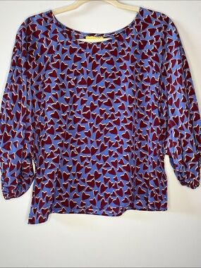 Anthro Maeve Silk Heart Kimono Top half sleeve 100% silk blouse Valentine’s Day